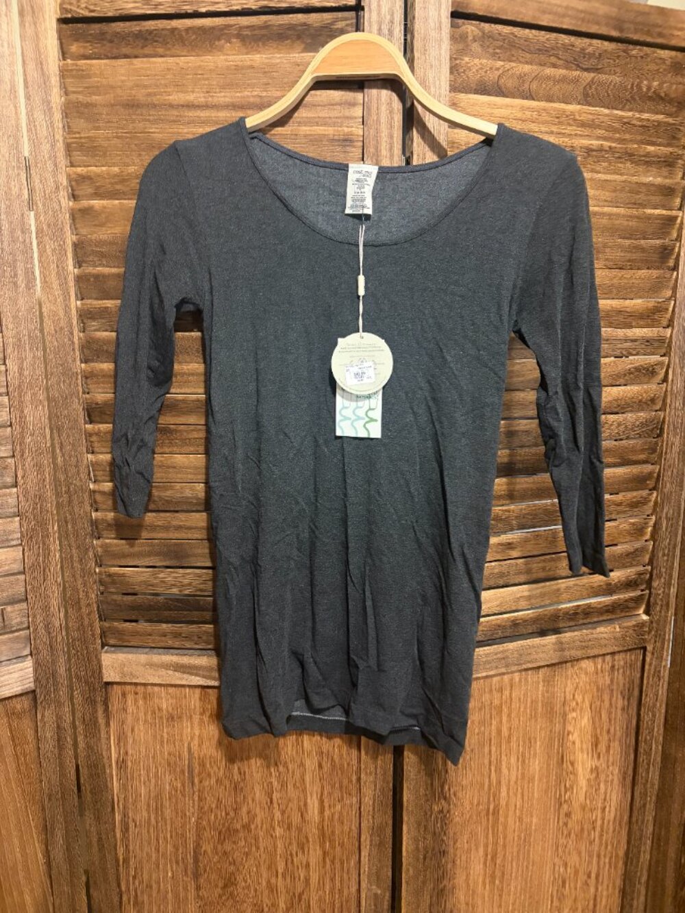C'est Moi Bamboo 3/4 Sleeve Top Heather Black OS(2-12)